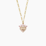Pink Evil Eye Gold Plated Necklace