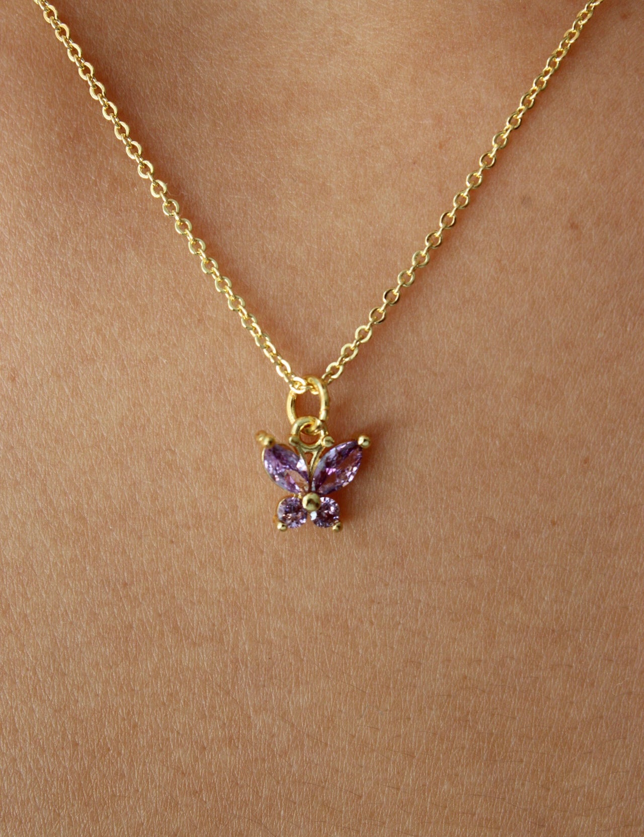 14k Dainty Butterfly Necklace