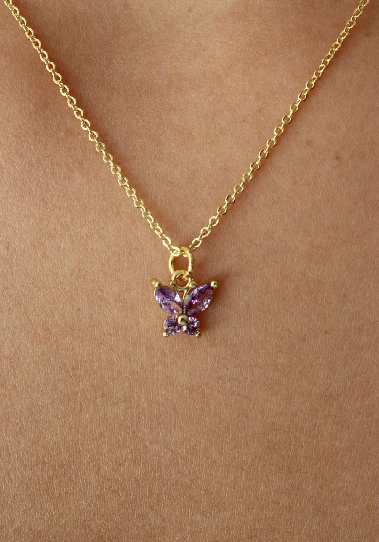 14k Dainty Butterfly Necklace