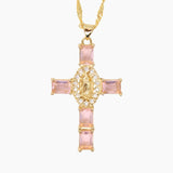 Blush Rose Guadalupe Cross Necklace