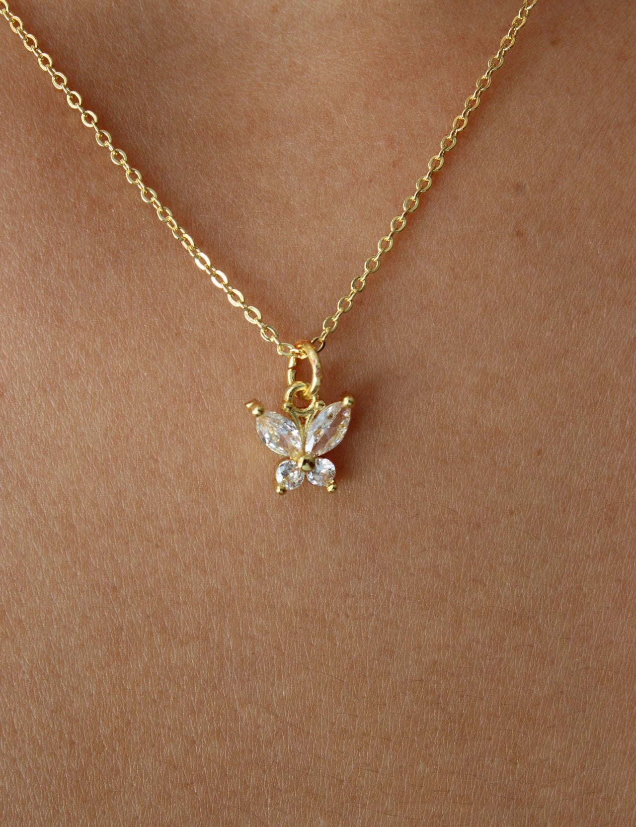 14k Dainty Butterfly Necklace