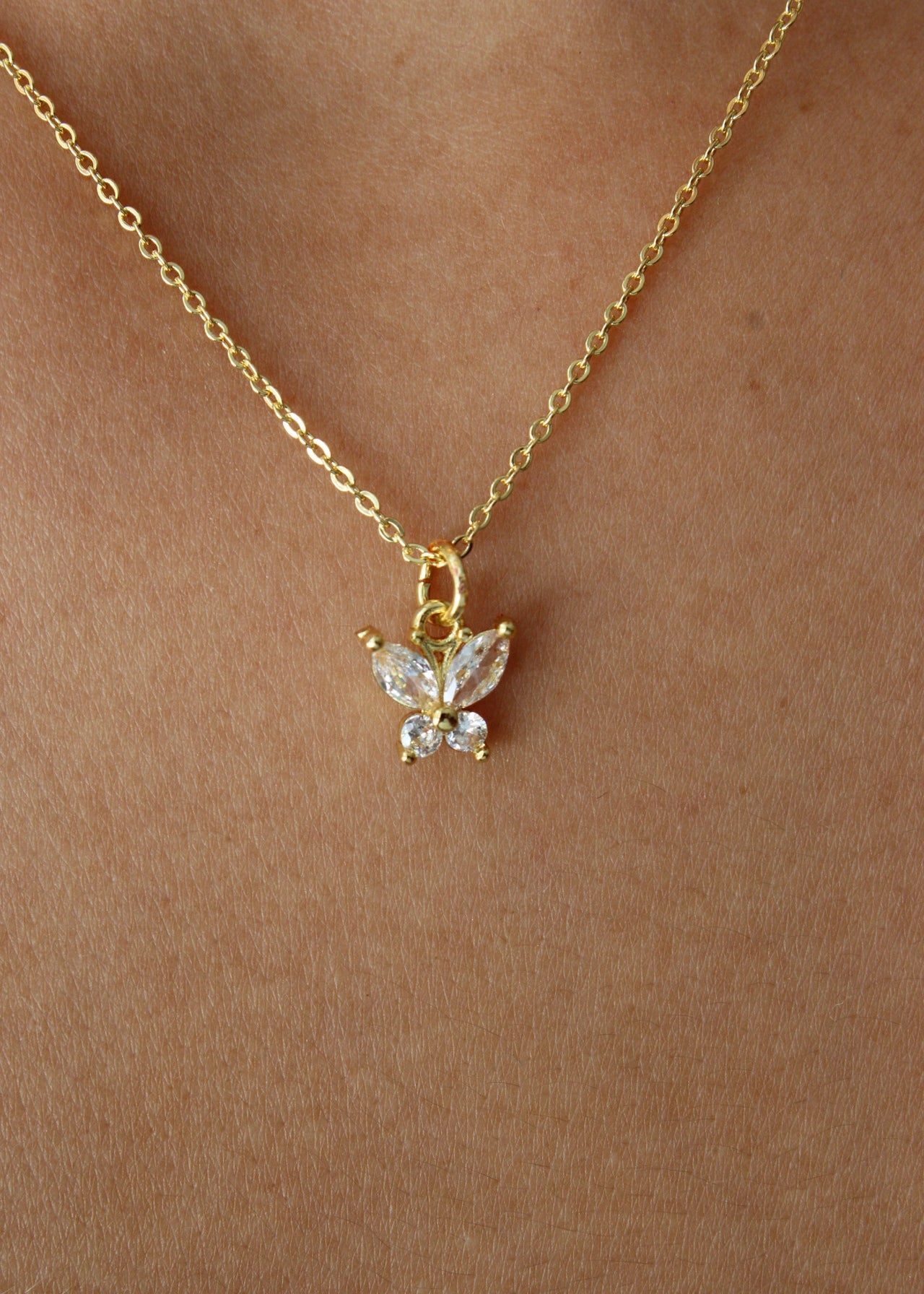 14k Dainty Butterfly Necklace