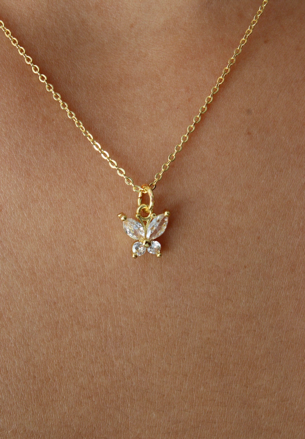 14k Dainty Butterfly Necklace