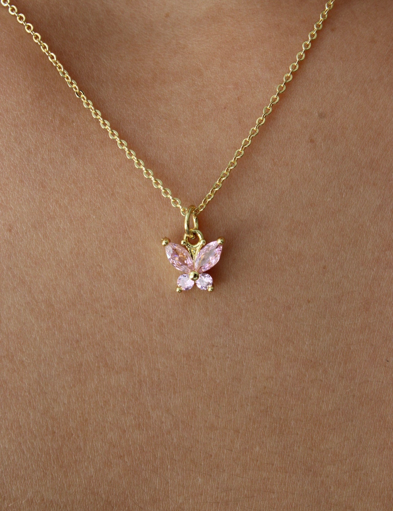 14k Dainty Butterfly Necklace