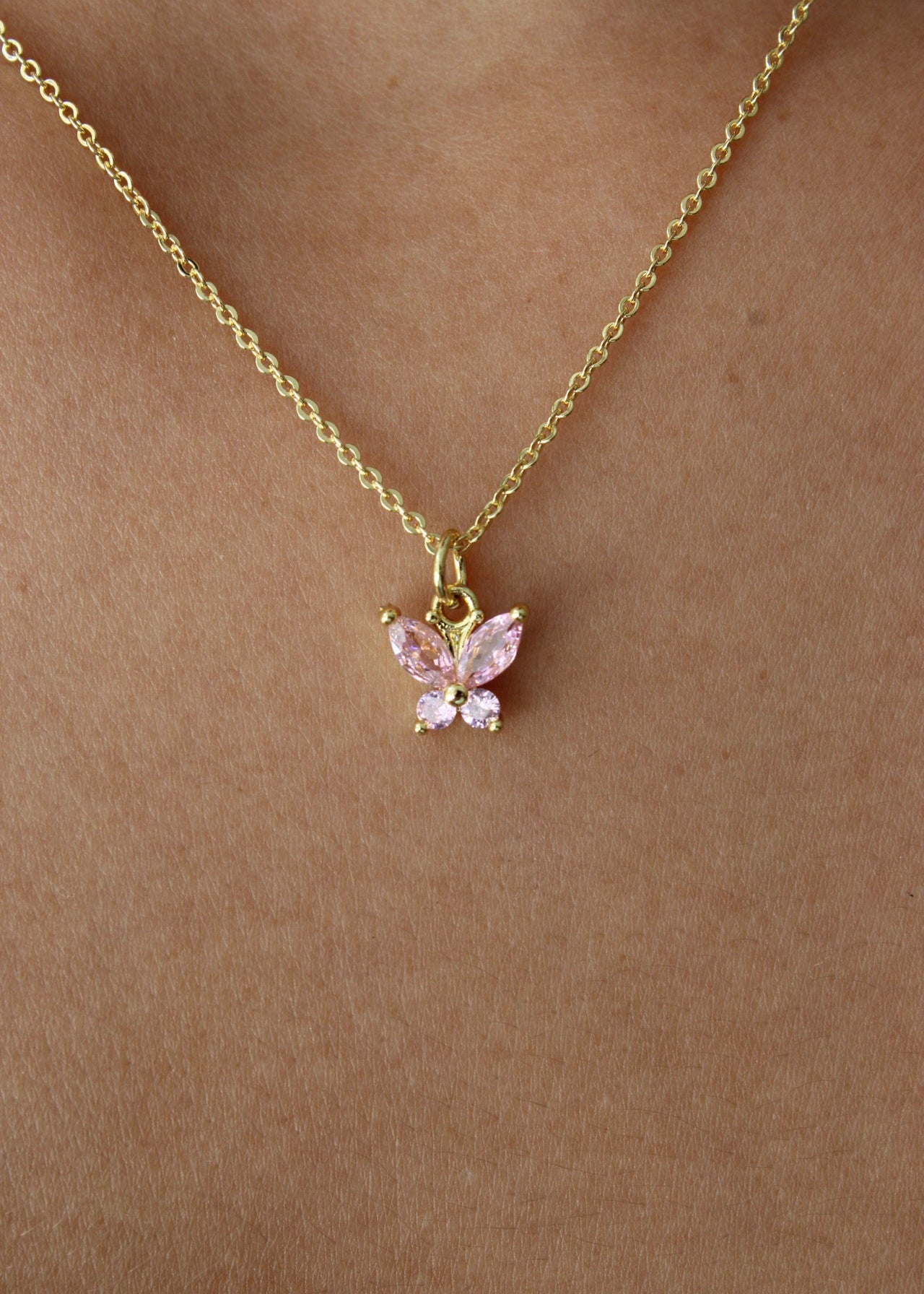 14k Dainty Butterfly Necklace