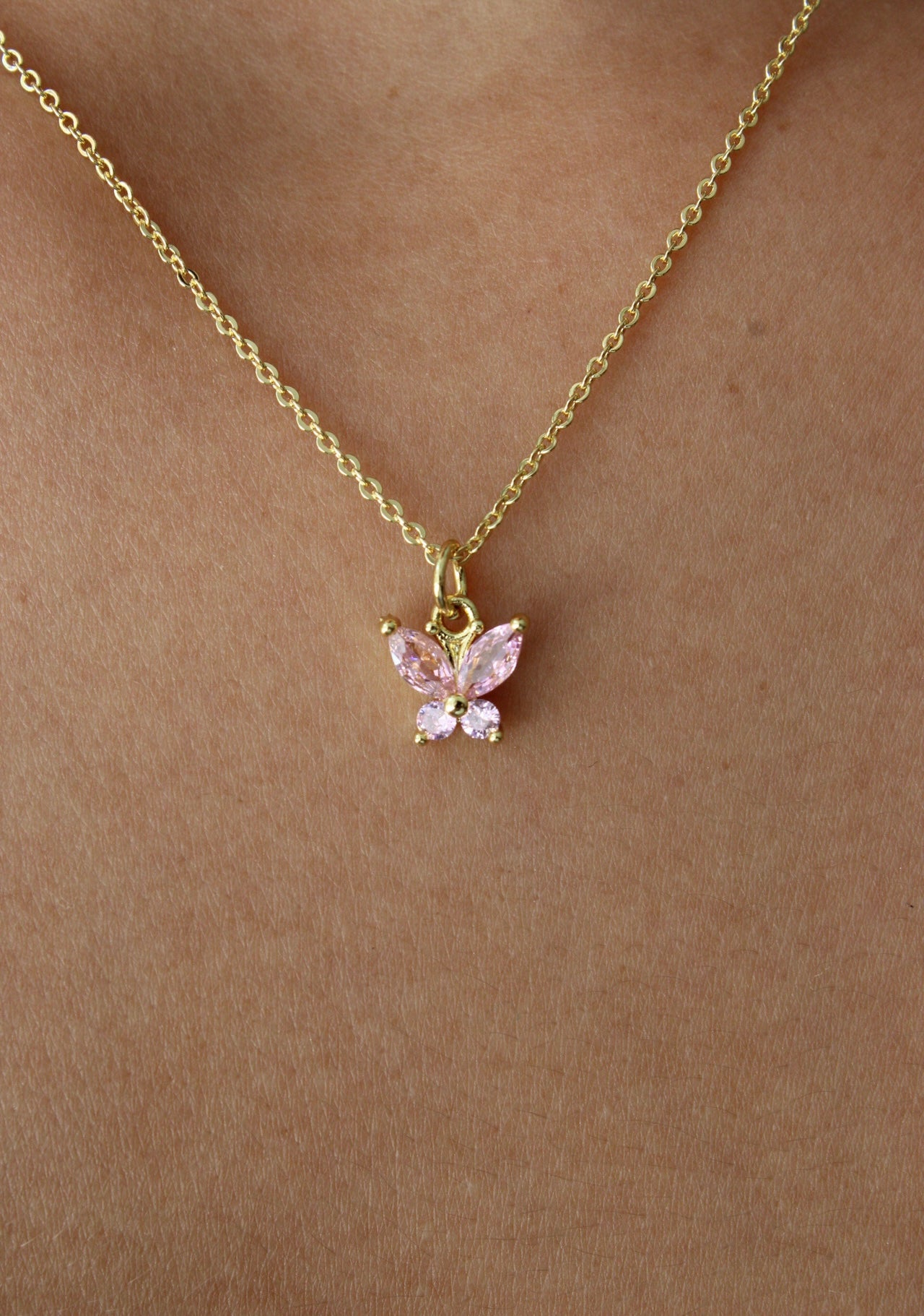14k Dainty Butterfly Necklace