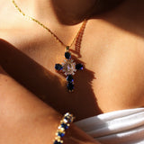 Navy Blue Corazones Necklace