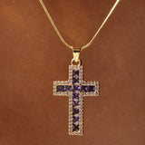 Lilac Cross V Necklace